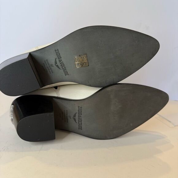 Zadig and Voltaire Tyler Ankle‎ Boots Black/White Wings Logo Sz 6 NIB - Picture 8 of 8